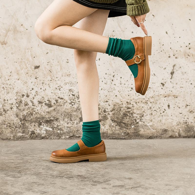Mira – Retro Buckle Loafers