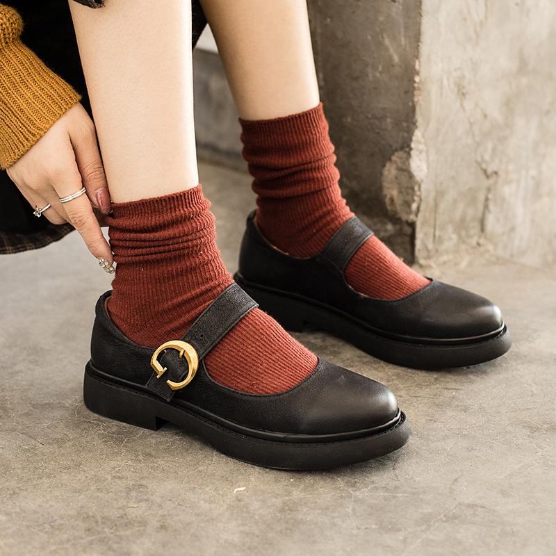 Mira – Retro Buckle Loafers