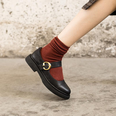 Mira – Retro Buckle Loafers